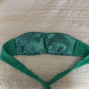 Victoria’s Secret turquoise sequined bandeau swim top